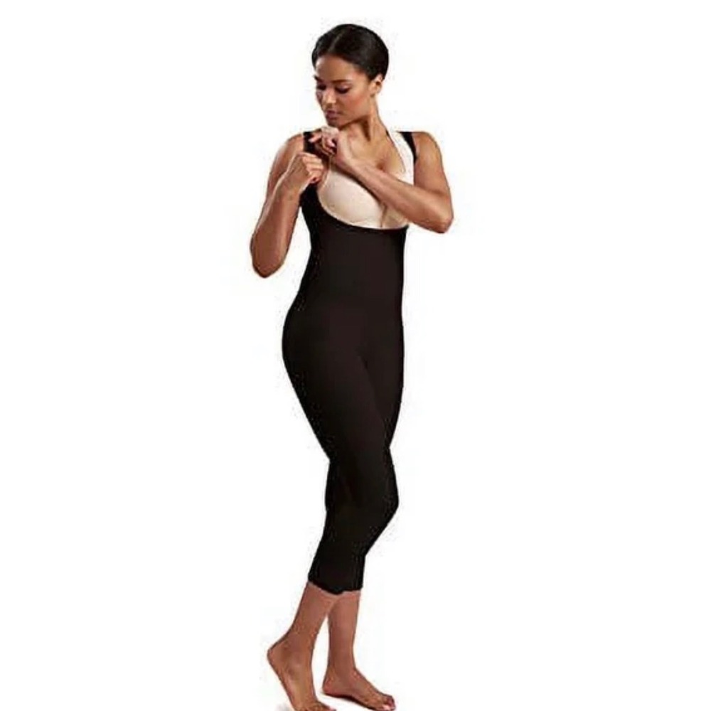 Marena Recovery Girdle High-Back Calf-Length Bodysuit SFBHM2 NWT Black Large